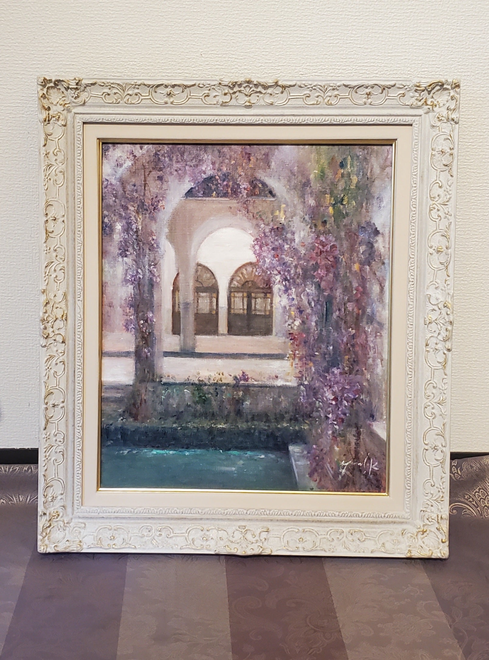送料込み】絵画 ｢La Glycine｣ F8 額付 Yumi Kohnoura 神之浦由美 油彩