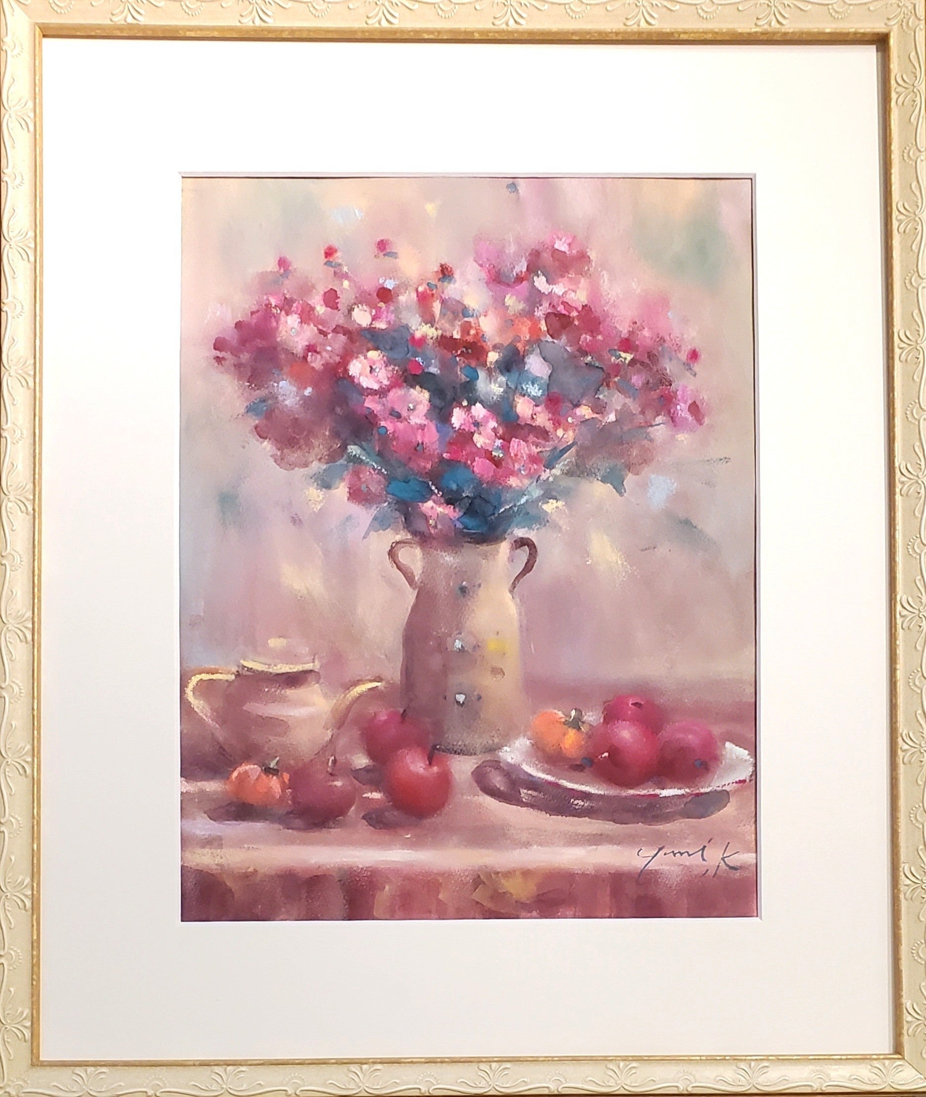 送料込み】絵画 ｢La Glycine｣ F8 額付 Yumi Kohnoura 神之浦由美 油彩