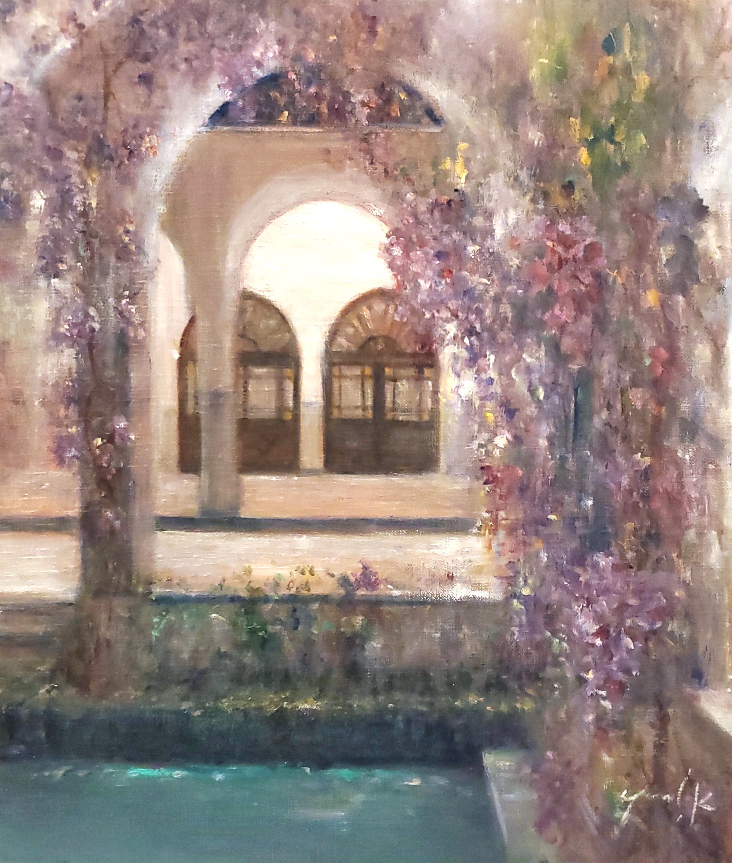 送料込み】絵画 ｢La Glycine｣ F8 額付 Yumi Kohnoura 神之浦由美 油彩